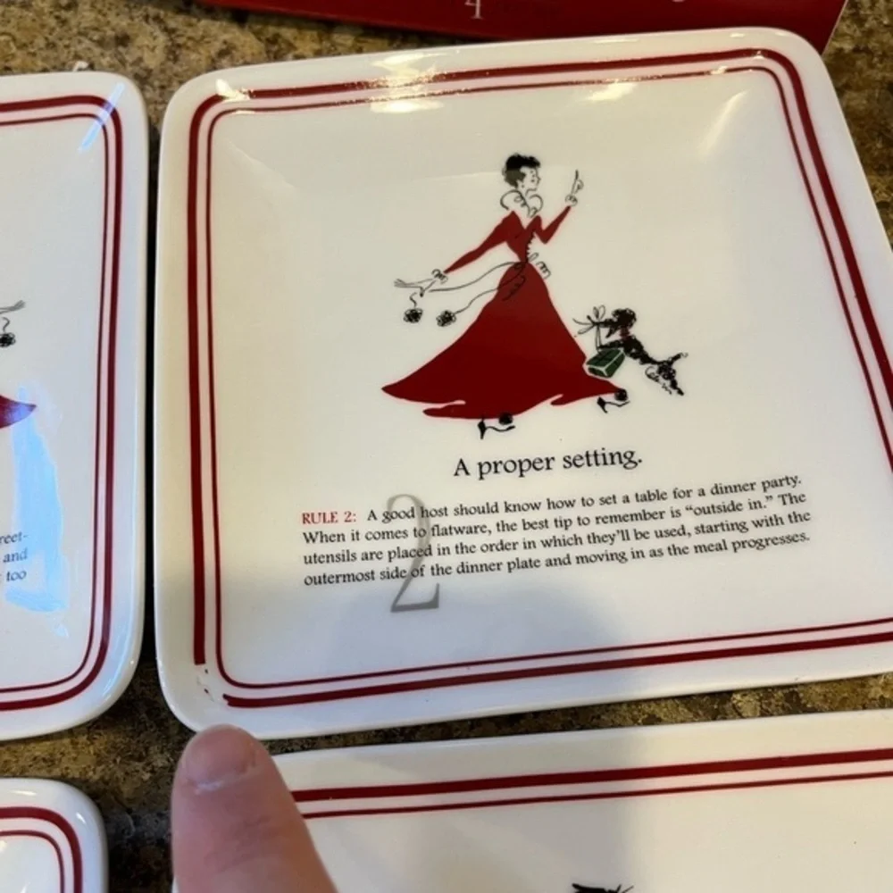 Williams Sonoma Party Etiquette Appetizer Plates Set of 4 NIB